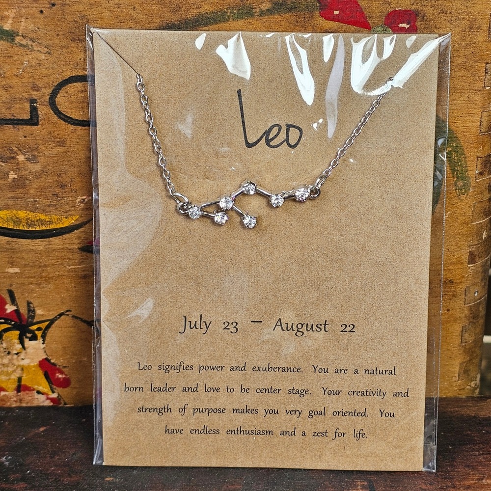 Silver Leo Constellation Necklace Women OS Rhinestone Dainty Zodiac Jewelry